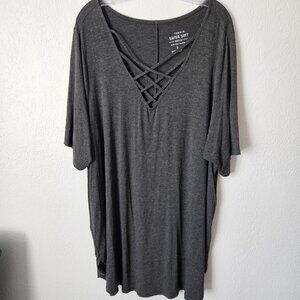 Torrid NWOT Super Soft Knits Top w/Crisscross Neckline Dark Gray Size 5X
